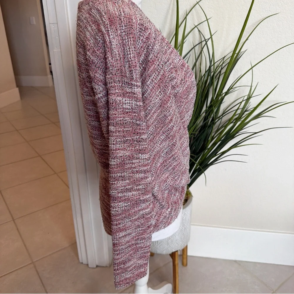 lou grey for Loft pink & White Tweed LS Shirt XS Cross Front V Neck - Picture 7 of 11